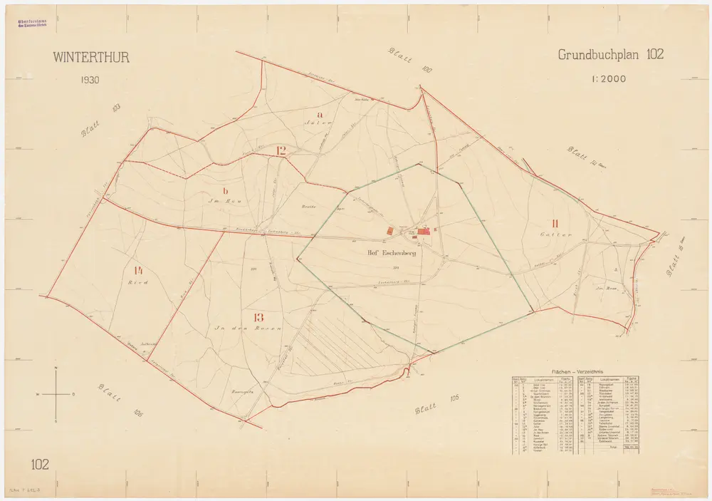 Winterthur, Lindau: Gemeindewaldungen: Winterthur: Gatter, Isler, Im Hau, Roossen (In den Rosen), Riet (Ried), Hof Eschenberg; Grundriss