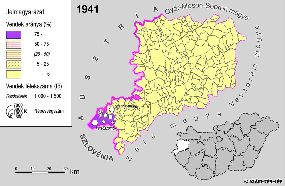 A szlovének arány és száma Vas megyében 1941-ben