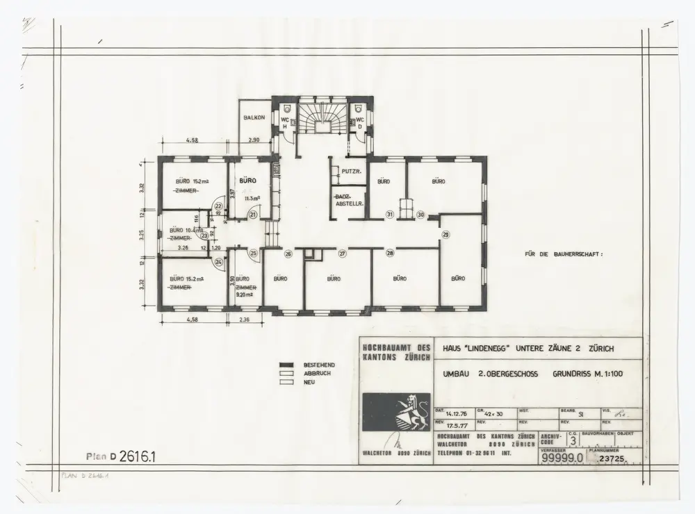 Haus Lindenegg, Untere Zäune 2: Umbau des 2. Stocks: Grundriss