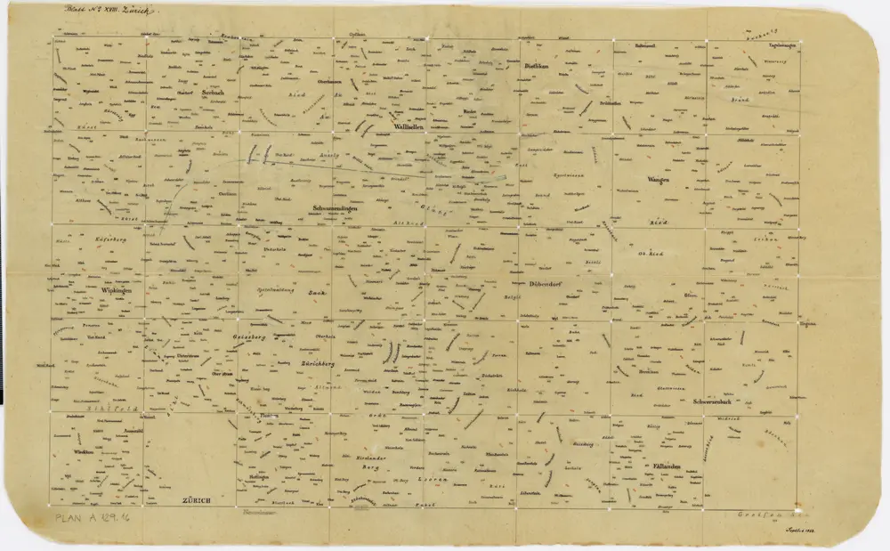 Vorlagen für die Topographische Karte des Kantons Zürich (Wild-Karte): Schrift-Pausen: Blatt XVIII: Zürich