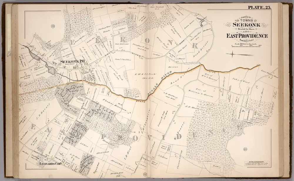 Plate 25.  Parts of the Towns of Seekonk, Bristol Co., Mass. and East Providence, Providence Co., R.I.