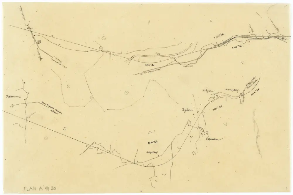 Vorlagen für die Topographische Karte des Kantons Zürich (Wild-Karte): Bezirk Winterthur: Kartenbild-Pausen: Eisenbahnlinien um Effretikon