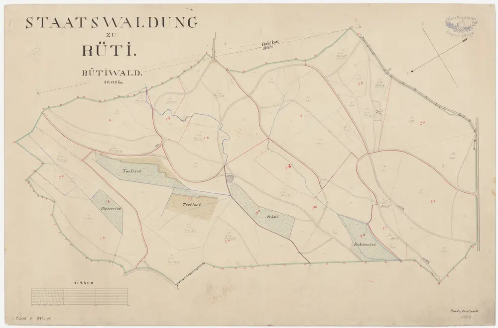 Rüti, Dürnten, Bubikon: Staatswaldung: Rüti: Rütiwald; Grundriss