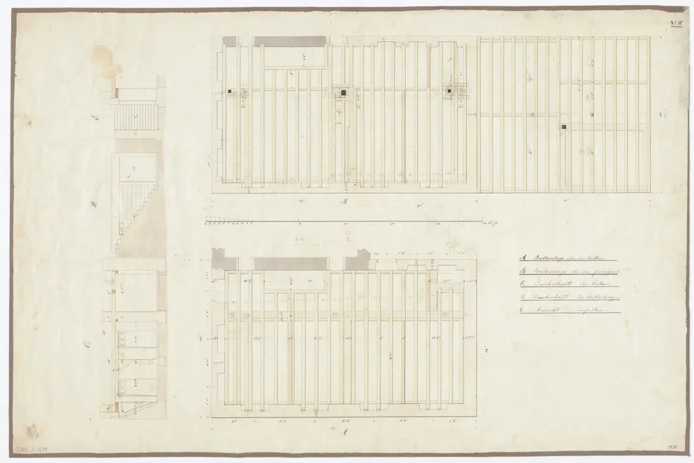 Landwirtschaftliche Schule Strickhof, Konfikt: Balkenlage; Grundrisse und Schnitt (Nr. 11)