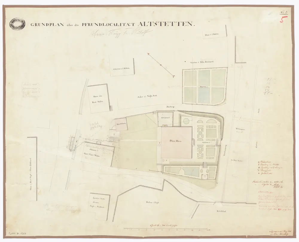 Altstetten: Pfrundlokalität mit Pfarrhaus und Umgebung; Grundriss (Nr. 3)