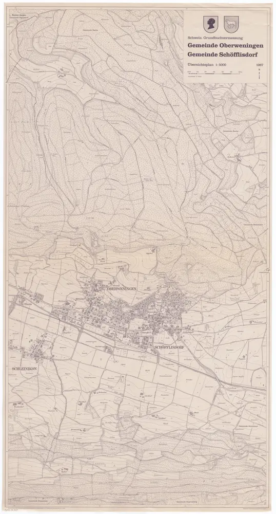 Oberweningen, Schöfflisdorf: Gemeinden; Übersichtsplan (Schweizerische Grundbuchvermessung)
