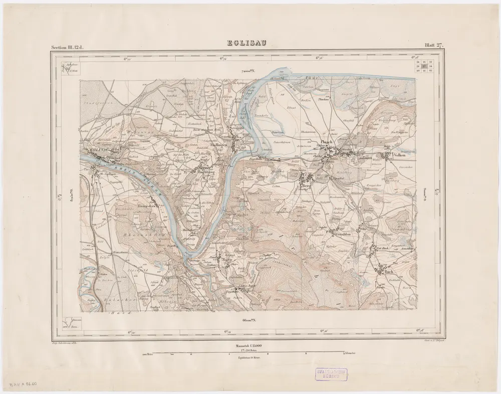 Topographischer Atlas der Schweiz (Siegfried-Karte): Den Kanton Zürich betreffende Blätter: Blatt 27: Eglisau