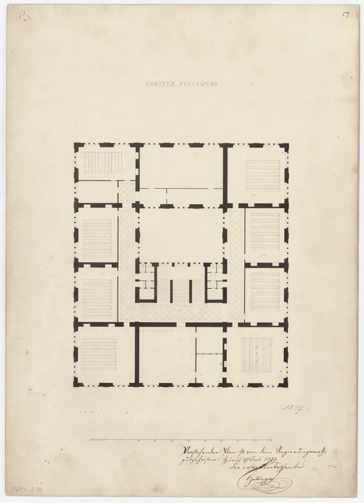 Projektierte Kantonsschule an der Rämistrasse: 2. Stock; Grundriss (Nr. 17)