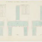 Fluntern: Projektiertes Kantonsspital, Hauptgebäude, Platten-Einteilung des rechten Seitenflügels im Mittelbau; Grundrisse