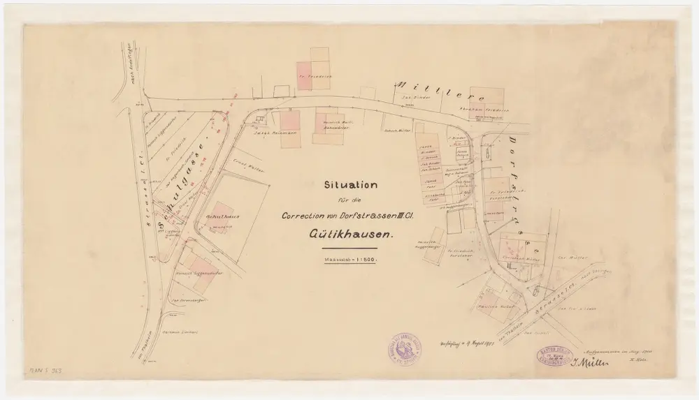 Thalheim an der Thur: Korrektion der Dorfstrasse in Gütighausen; Situationsplan