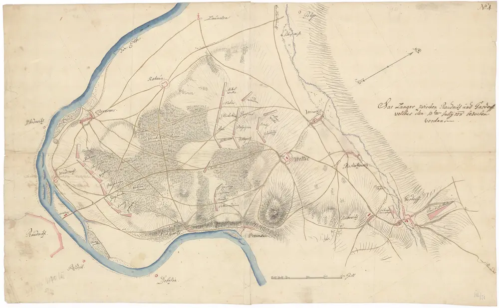 Das Laager zwischen Raudnitz und Gasdorff welches den 13ten Jully [1]778 bezochen [sic] worden