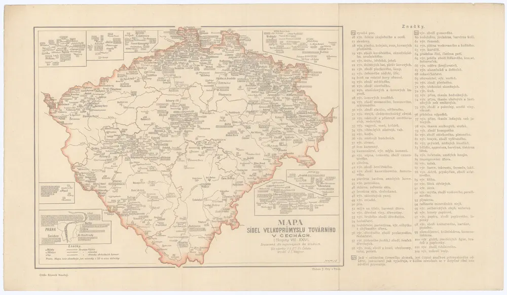 Mapa sídel velkoprůmyslu továrního v Čechách