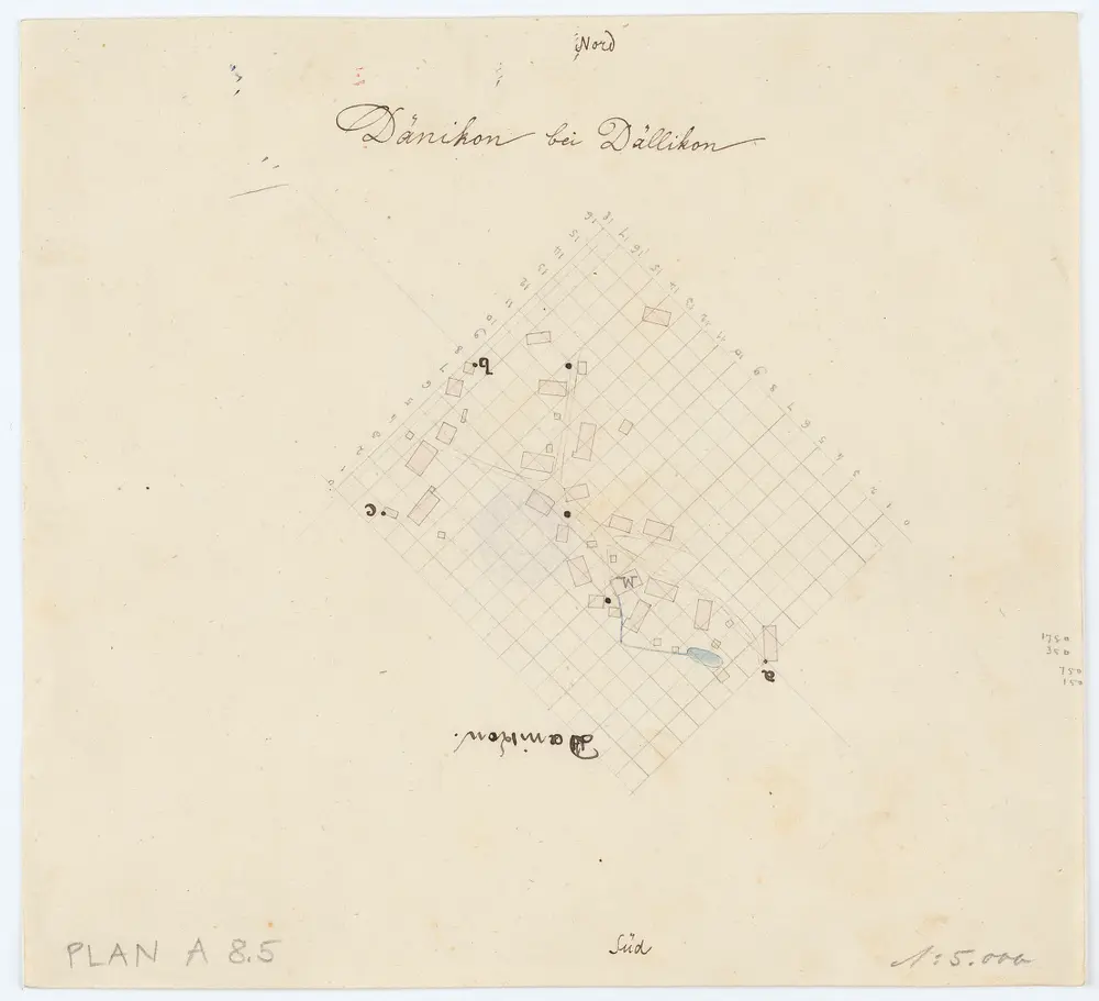 Vorlagen für die Topographische Karte des Kantons Zürich (Wild-Karte): Bezirk Dielsdorf: Ortsplan: Dänikon bei Dällikon