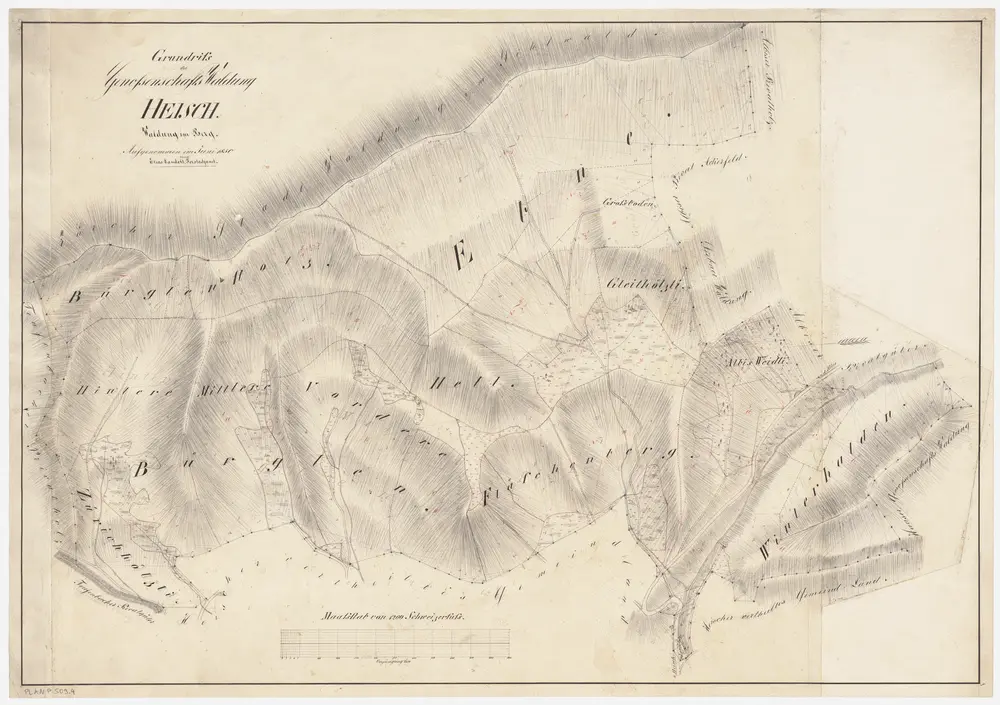 Hausen am Albis: Genossenschaftswaldungen Hausen, Heisch und Ebertswil: Genossenschaftswaldung Heisch mit Bürglen, Gleitholz, Läschenberg (Fläschenberg), Winterhalden, Zürihölzli, Äbni (Ebne); Grundriss