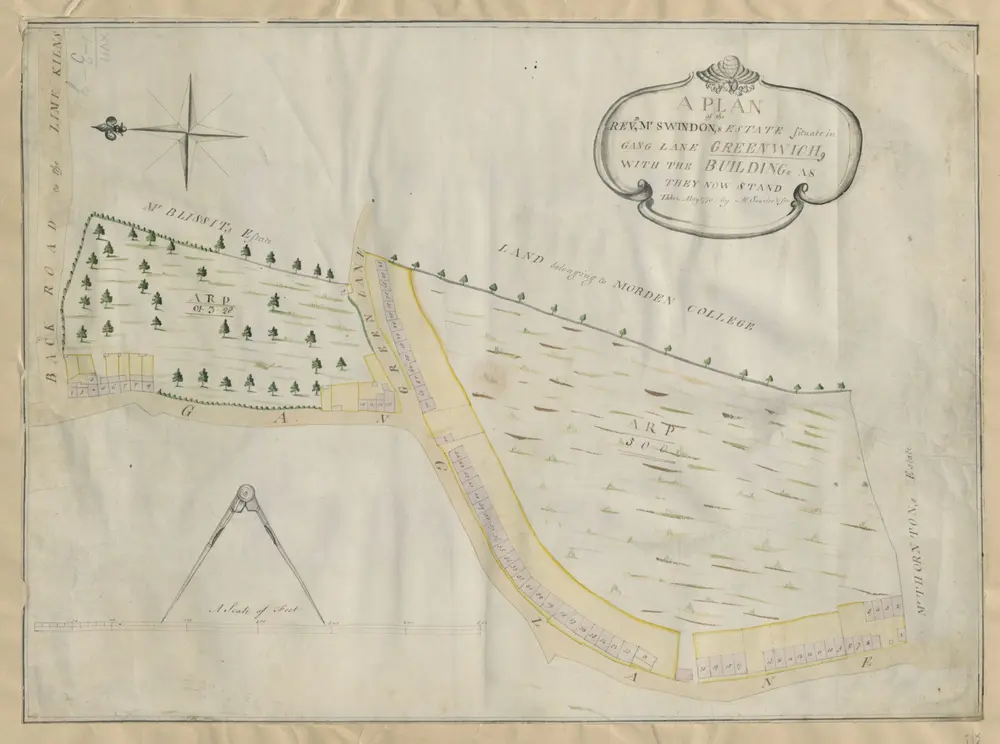 A PLAN of the REV,D Mr SWINDON,S ESTATE Situate in GANG LANE GREENWICH ;