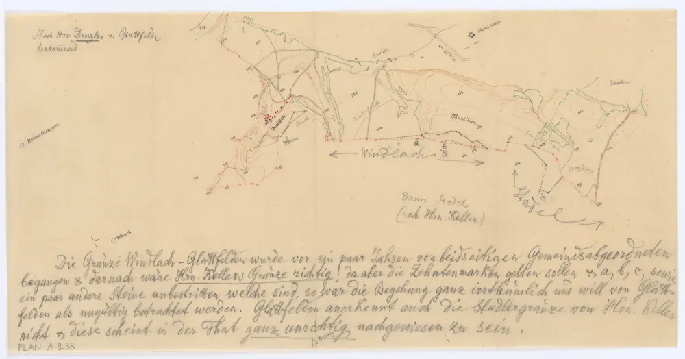 Vorlagen für die Topographische Karte des Kantons Zürich (Wild-Karte): Bezirk Dielsdorf: Kartenbild-Pause: Umgebung von Zweidlen, Windlach, Stadel und Glattfelden