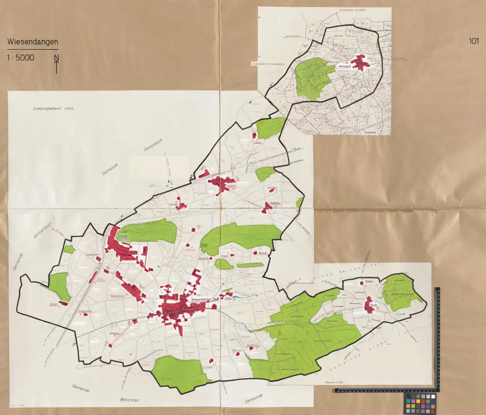 Wiesendangen: Definition der Siedlungen für die eidgenössische Volkszählung am 01.12.1960; Siedlungskarte Nr. 101