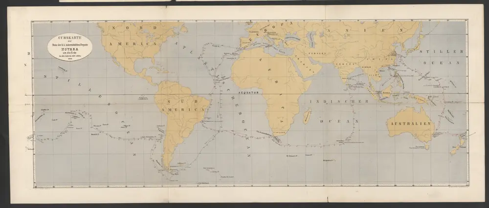 Curskarte zur Reise der k.k. österreichischen Fregatte Novara um die Erde in den Jahren 1857, 1858 & 1859