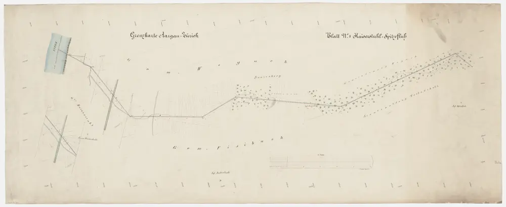 Grenze zwischen den Kantonen Zürich und Aargau von Kaiserstuhl AG bis zur Spitzefluh; Grundriss (Blatt 1)