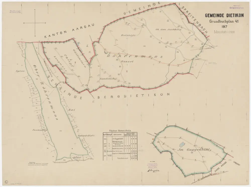 Dietikon: Gemeinde- und Genossenschaftswaldungen: Genossenschaftwaldungen Rörimoos (Unteres und Oberes Röhrenmoos), Güllenrain, Chripf, Langmoos, Sandstich, Chanzlen (Kanzel), Holzhöfli, Junkholz, Guggenbüel; Grundrisse