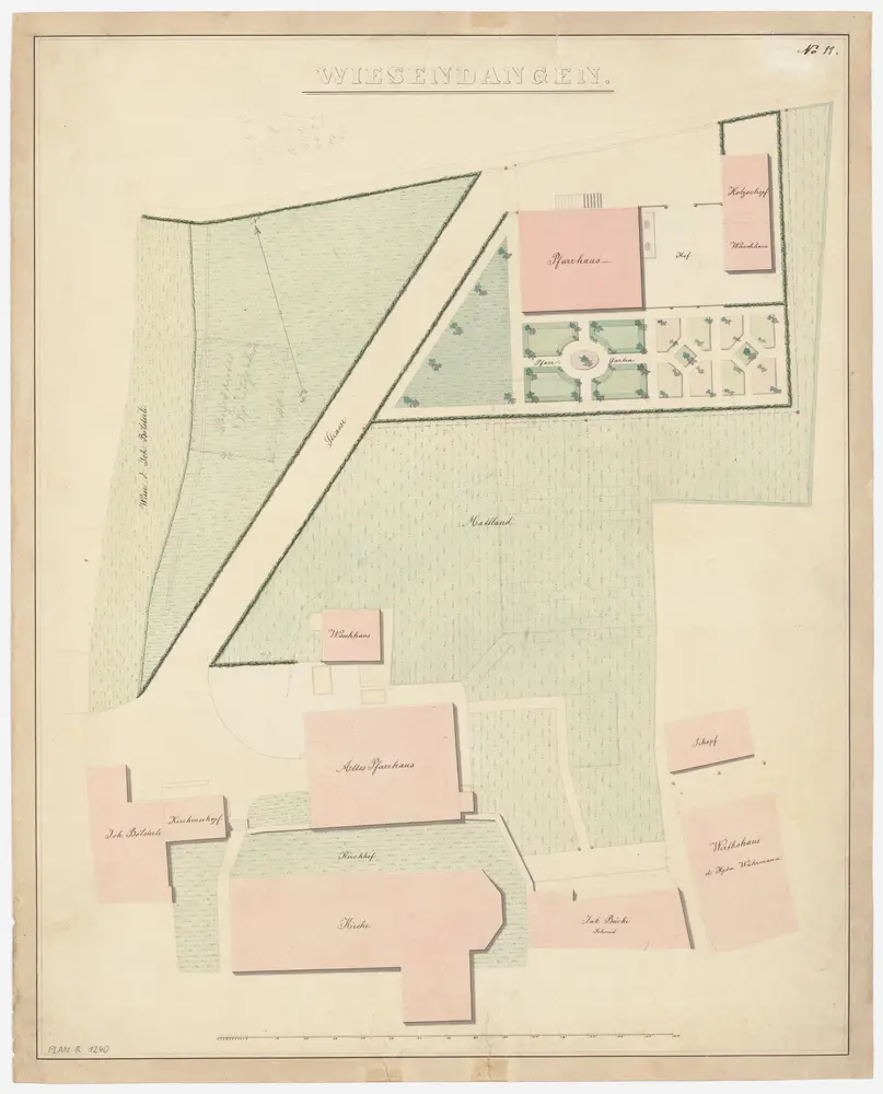 Wiesendangen: Kirche, altes und neues Pfarrhaus und Umgebung; Grundriss (Nr. 11)