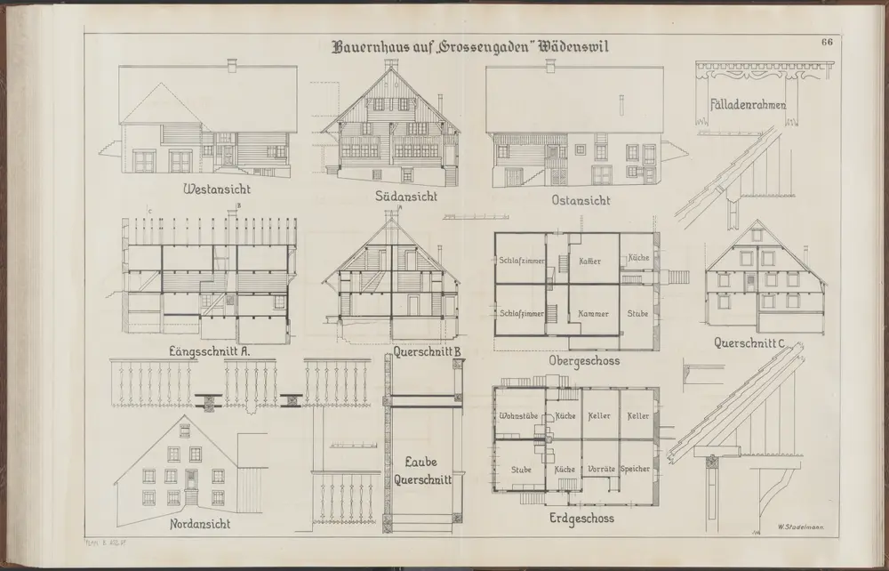 Das Bauernhaus im Kanton Zürich: Wädenswil: Bauernhaus auf Grossengaden; Ansichten, Grundrisse und Querschnitte (Nr. 66)