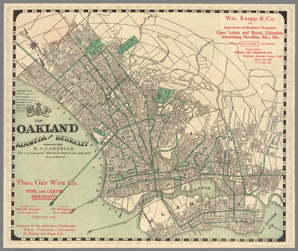 Map of Oakland, Alameda and Berkeley. Copyright, 1906