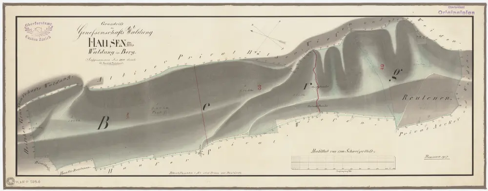 Hausen am Albis: Genossenschaftswaldungen Hausen, Heisch und Ebertswil: Genossenschaftswaldung Hausen mit Huserberg (Im Berg); Grundriss