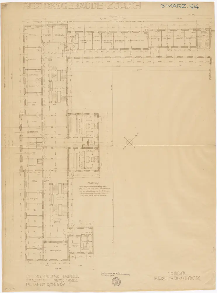 Zürich: Bezirksgebäude, 1. Stock; Grundriss