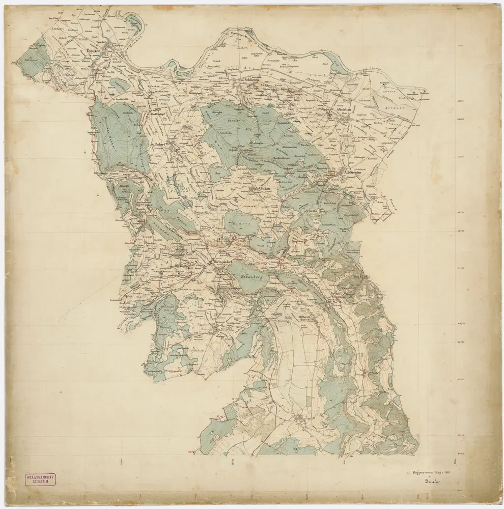 Original-Messtischaufnahmen für die Topographische Karte des Kantons Zürich (Wild-Karte): Blatt 2: Birmensdorf