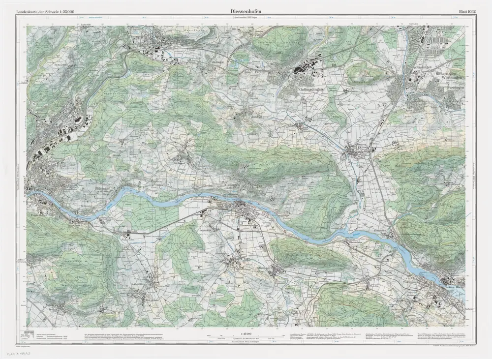 Landeskarte der Schweiz 1 : 25000: Den Kanton Zürich betreffende Blätter: Blatt 1032: Diessenhofen TG