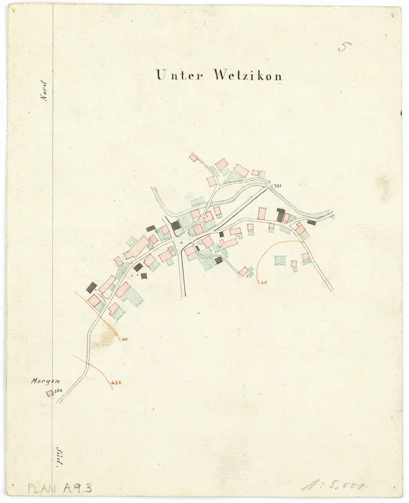 Vorlagen für die Topographische Karte des Kantons Zürich (Wild-Karte): Bezirk Hinwil: Ortsplan: Unter-Wetzikon