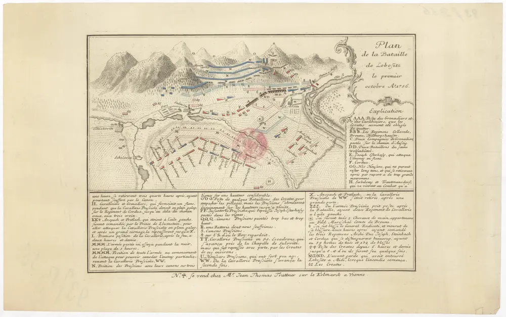 Plan de la bataille de Lobositz le premier octobre Ao 1756