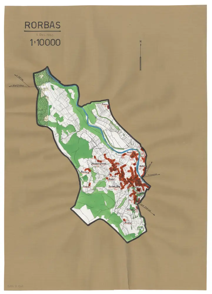 Rorbas: Definition der Siedlungen für die eidgenössische Volkszählung am 01.12.1950; Siedlungskarte