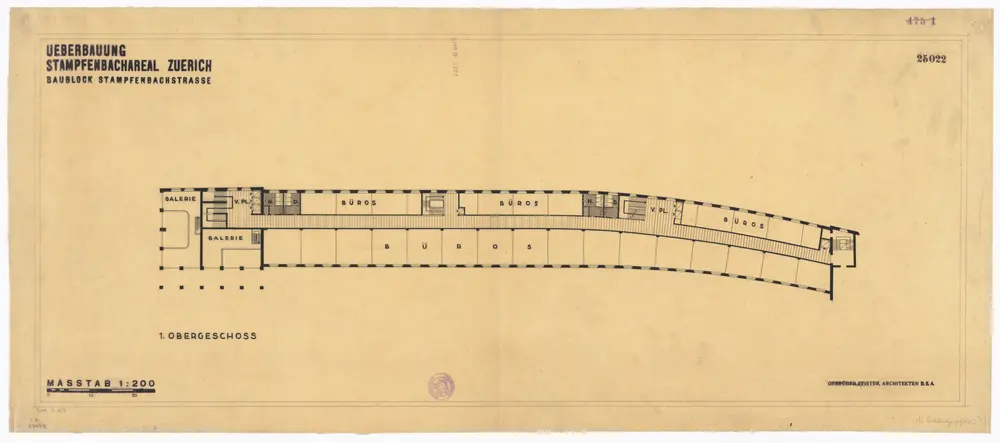 Walchetor, Stampfenbachareal: 1. Stock; Grundriss