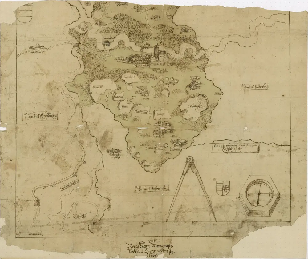 Mapa panství Stráž s hranicemi pantví třeboňského, novobystřického a jindřichohradeckého