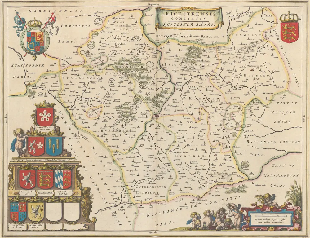 Leicestrensis Comitatus. Leicester Shire. [Karte], in: Le théâtre du monde, ou, Nouvel atlas contenant les chartes et descriptions de tous les païs de la terre, Bd. 4, S. 287.