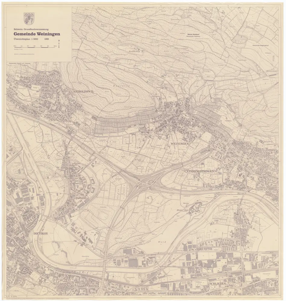 Weiningen: Gemeinde; Übersichtsplan (Schweizerische Grundbuchvermessung)