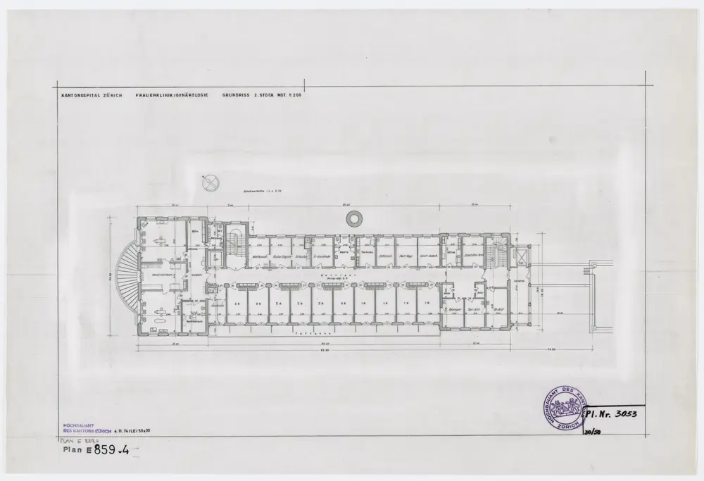 Zürich: Kantonsspital, Frauenklinik, Gynäkologische Abteilung; Grundrisse: 2. Stock