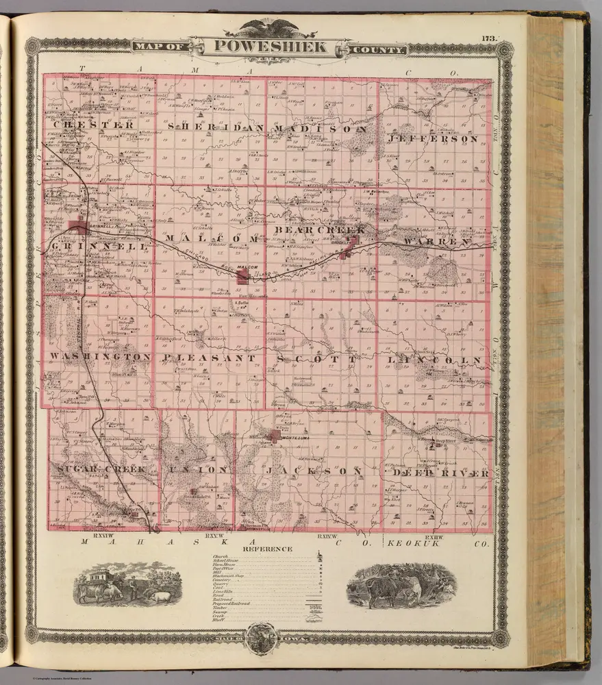 Map of Poweshiek County, State of Iowa.