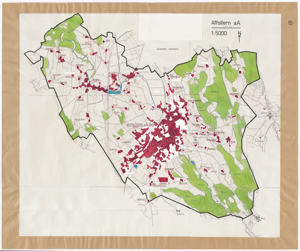 Affoltern am Albis: Definition der Siedlungen für die eidgenössische Volkszählung am 01.12.1960; Siedlungskarte Nr. 15