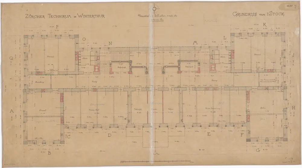 Winterthur: Technikum, 1. Stock; Grundriss (Nr. 214)