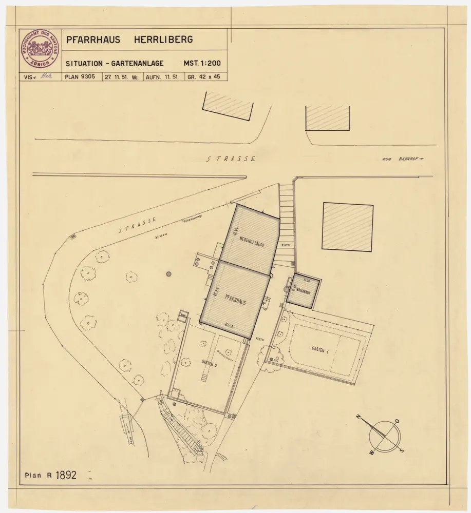 Herrliberg: Pfarrhaus und Umgebung; Grundriss