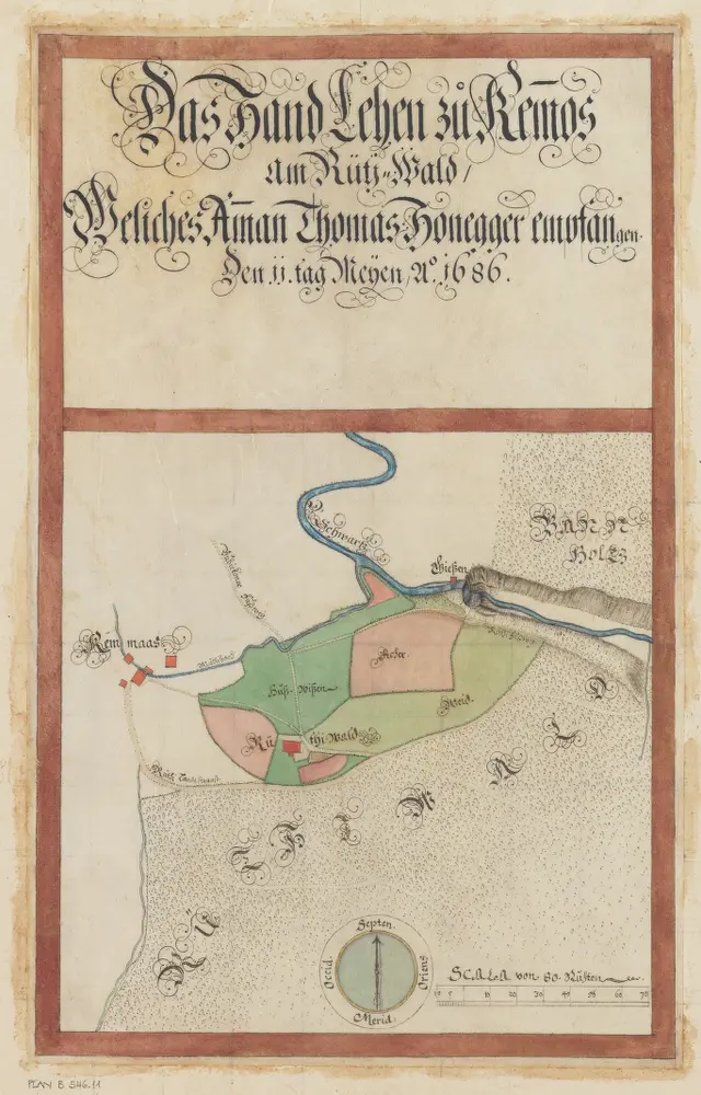 Rüti, Dürnten, Bubikon, Wald, Goldingen SG: Grundriss und Beschreibung der Güter, Waldungen und Handlehen des Amts Rüti sowie der beiden Alpen Scheidegg und Boalp (ältere Schreibweise: Poo-Alp), Band I: Seite 88: Handlehen zu Kämmoos; Grundriss