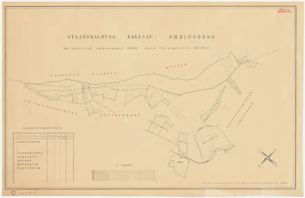 Eglisau: Staatswaldung: Rhinsberg (Rheinsperg), Geissbuck, In der Buechen (Buchen), Eglisgrund, Fluebrunnen (Fluhbrunnen), Juchi, Gagisrüti; Grundrisse