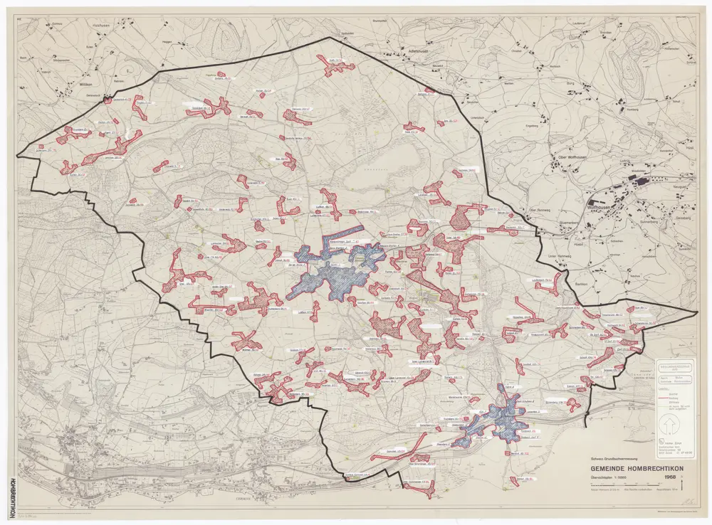 Hombrechtikon: Definition der Siedlungen für die eidgenössische Volkszählung am 01.12.1970; Siedlungskarte