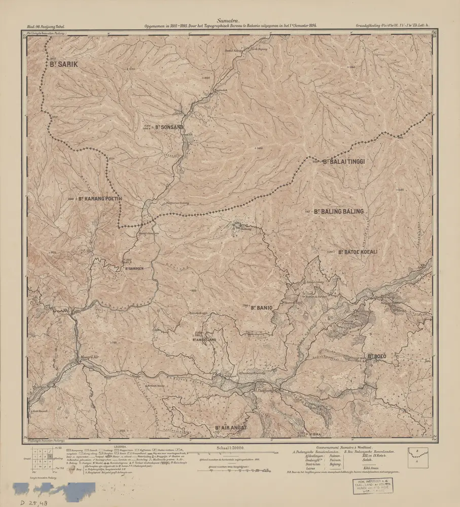 Pantjoeng Tabal : opgenomen in 1891-1893 / door het Topographisch Bureau te Batavia uitgegeven in het 1e semester 1894