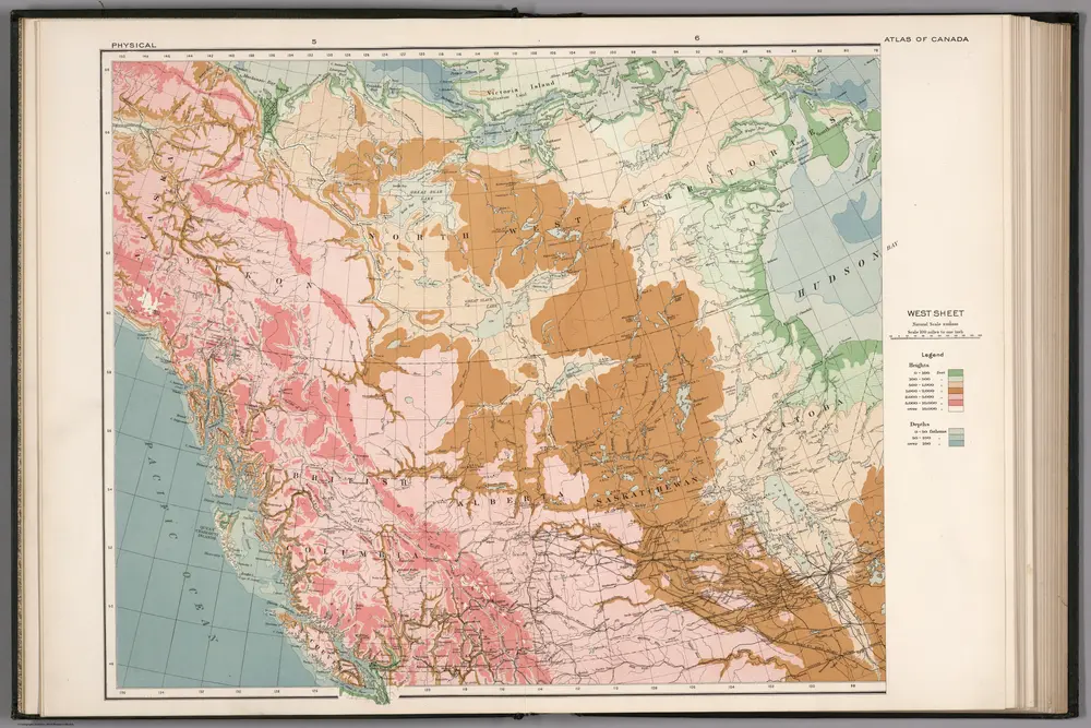 West sheet. Physical map of the Dominion of Canada