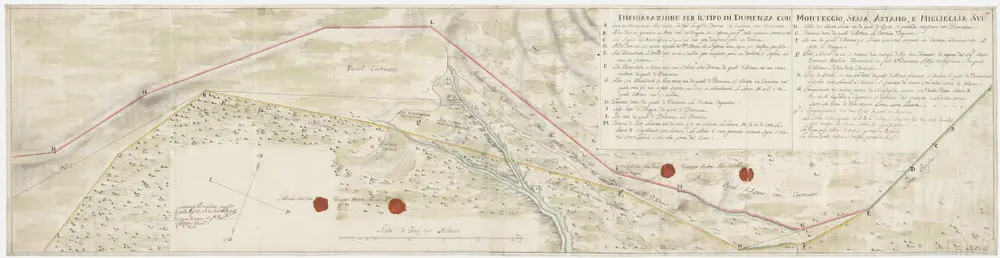 Strittige Grenze zwischen der Schweiz und dem Herzogtum Mailand bei Sessa, Astano, Miglieglia und Dumenza; Grundriss