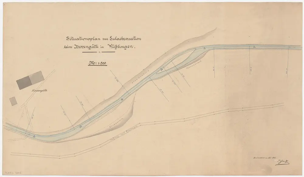Wülflingen: Beim Hessengütli, Eulachkorrektion; Situationsplan (Eulach Nr. 22 b)